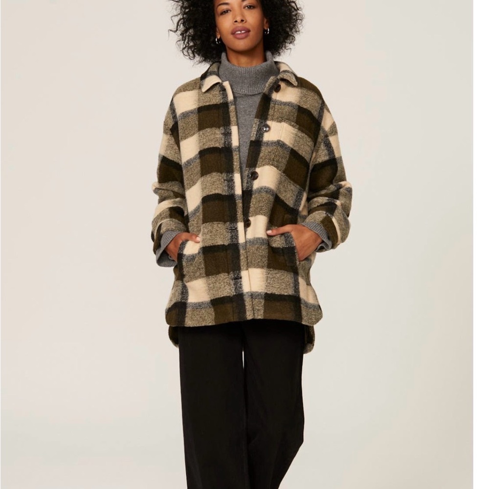 Madewell autumn shirt jacket plaid brown cream neutral